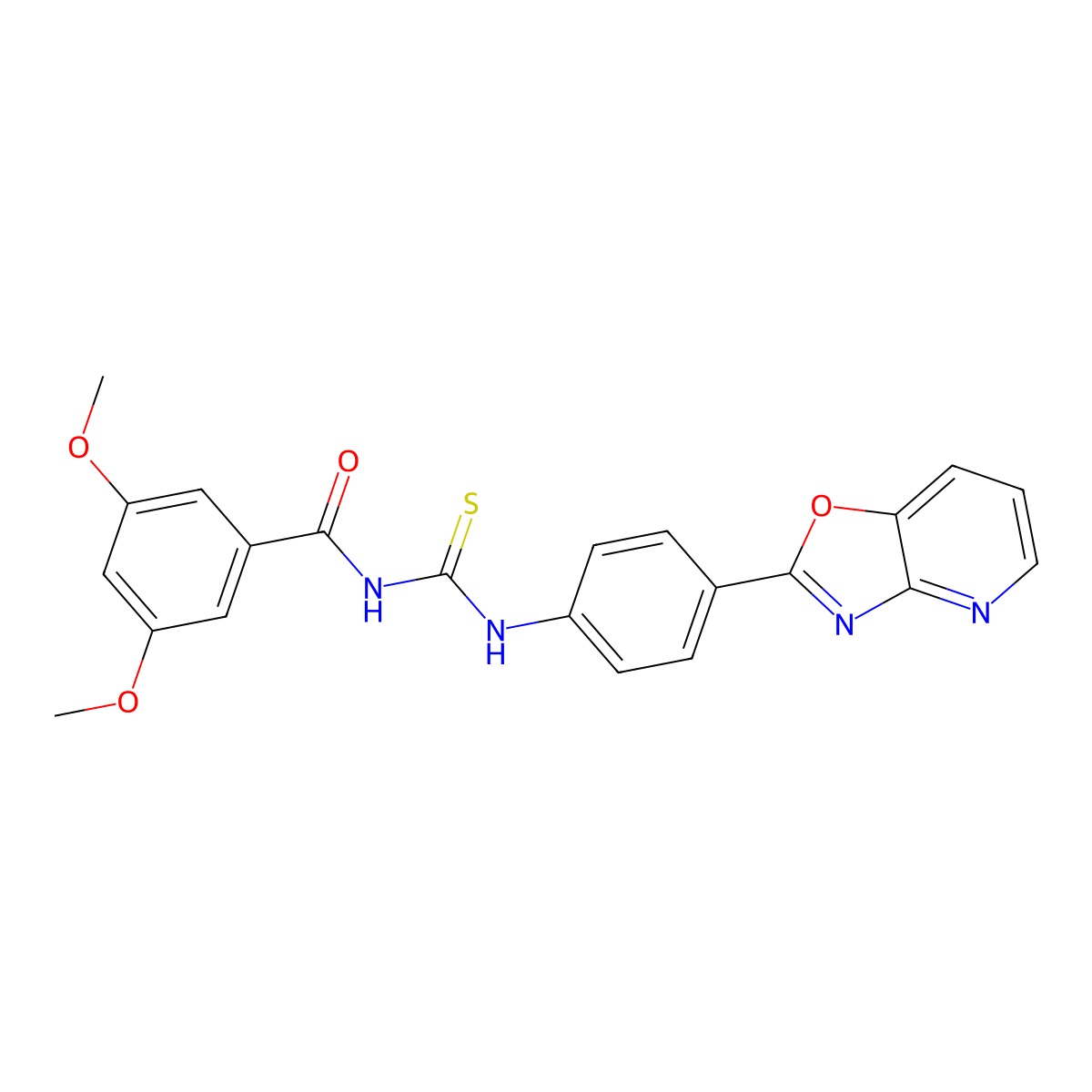 3,5-dimethoxy-N-[[4-([1,3]oxazolo[4,5-b]pyridin-2-yl)phenyl]carbamothioyl]benzamide molecular structure, CAS 429654-15-9
