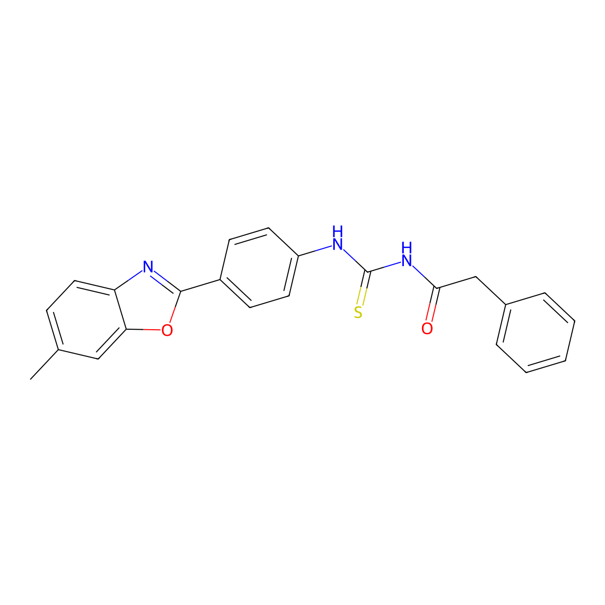N-[[4-(6-methyl-1,3-benzoxazol-2-yl)phenyl]carbamothioyl]-2-phenylacetamide molecular structure, CAS 429654-23-9
