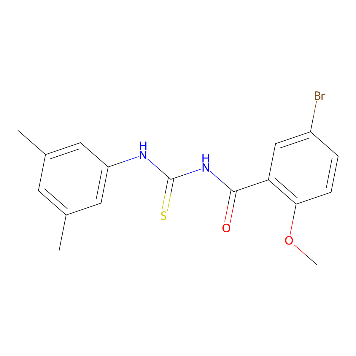 5-bromo-N-[(3,5-dimethylphenyl)carbamothioyl]-2-methoxybenzamide molecular structure, CAS 429654-41-1