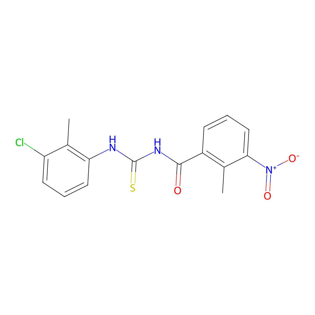 N-[(3-chloro-2-methylphenyl)carbamothioyl]-2-methyl-3-nitrobenzamide molecular structure, CAS 429654-44-4