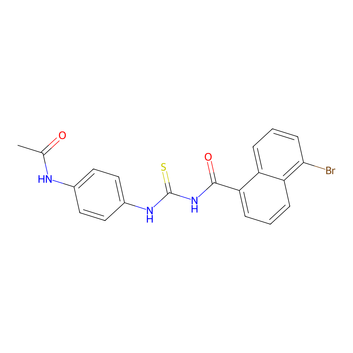 N-[(4-acetamidophenyl)carbamothioyl]-5-bromonaphthalene-1-carboxamide molecular structure, CAS 429654-47-7