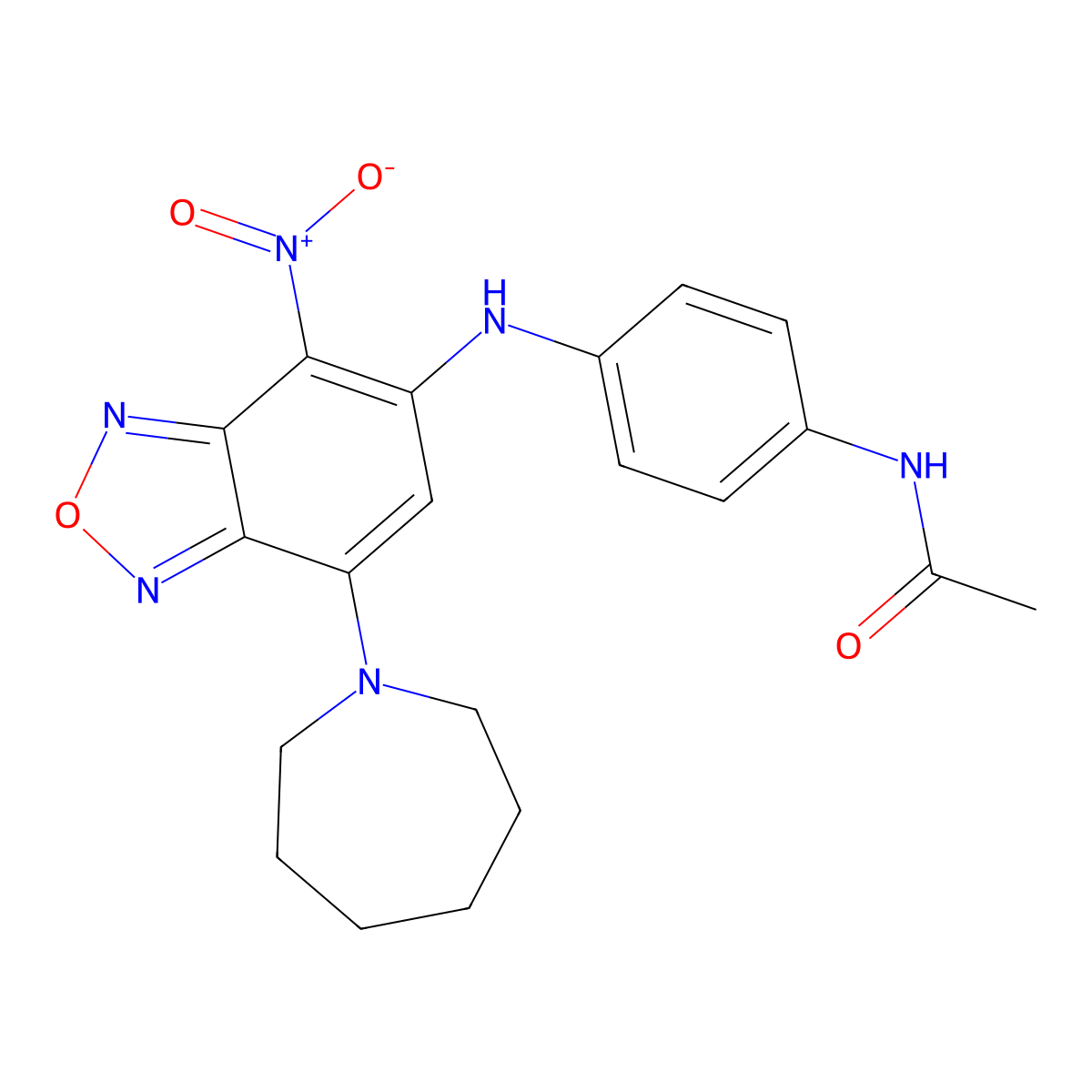 N-[4-[[7-(azepan-1-yl)-4-nitro-2,1,3-benzoxadiazol-5-yl]amino]phenyl]acetamide molecular structure, CAS 429654-56-8