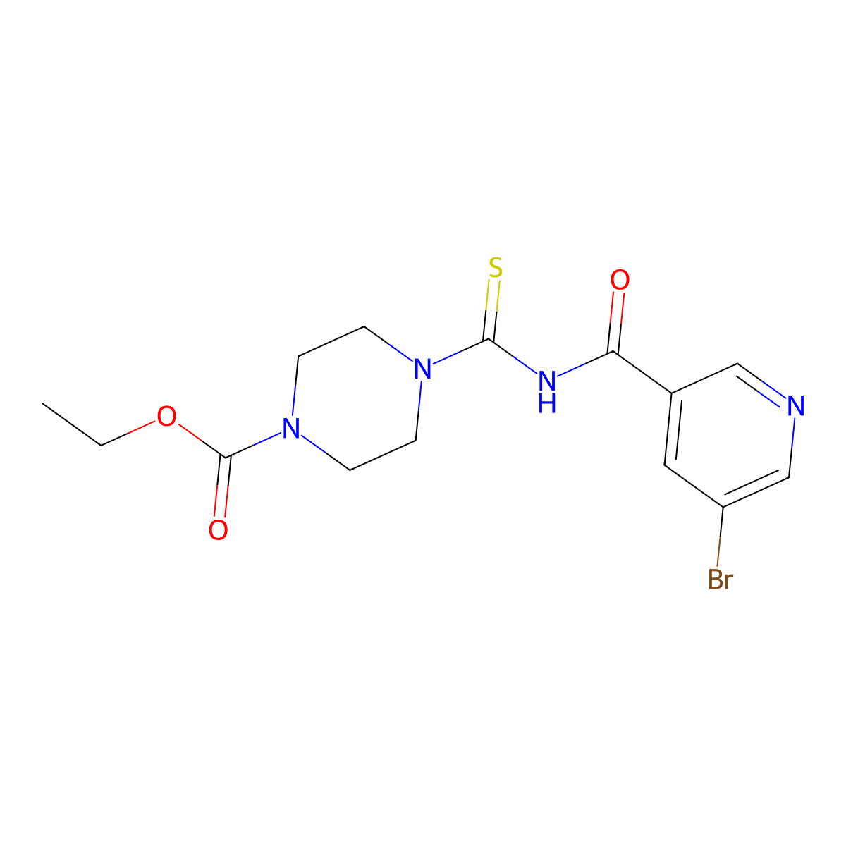 Ethyl 4-[(5-bromopyridine-3-carbonyl)carbamothioyl]piperazine-1-carboxylate molecular structure, CAS 429654-58-0