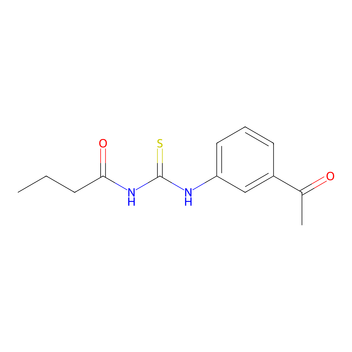 N-[(3-acetylphenyl)carbamothioyl]butanamide molecular structure, CAS 429654-62-6