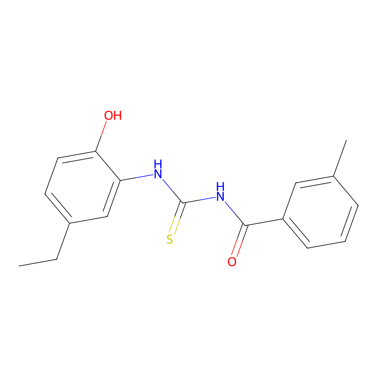 N-[(5-ethyl-2-hydroxyphenyl)carbamothioyl]-3-methylbenzamide molecular structure, CAS 429654-63-7