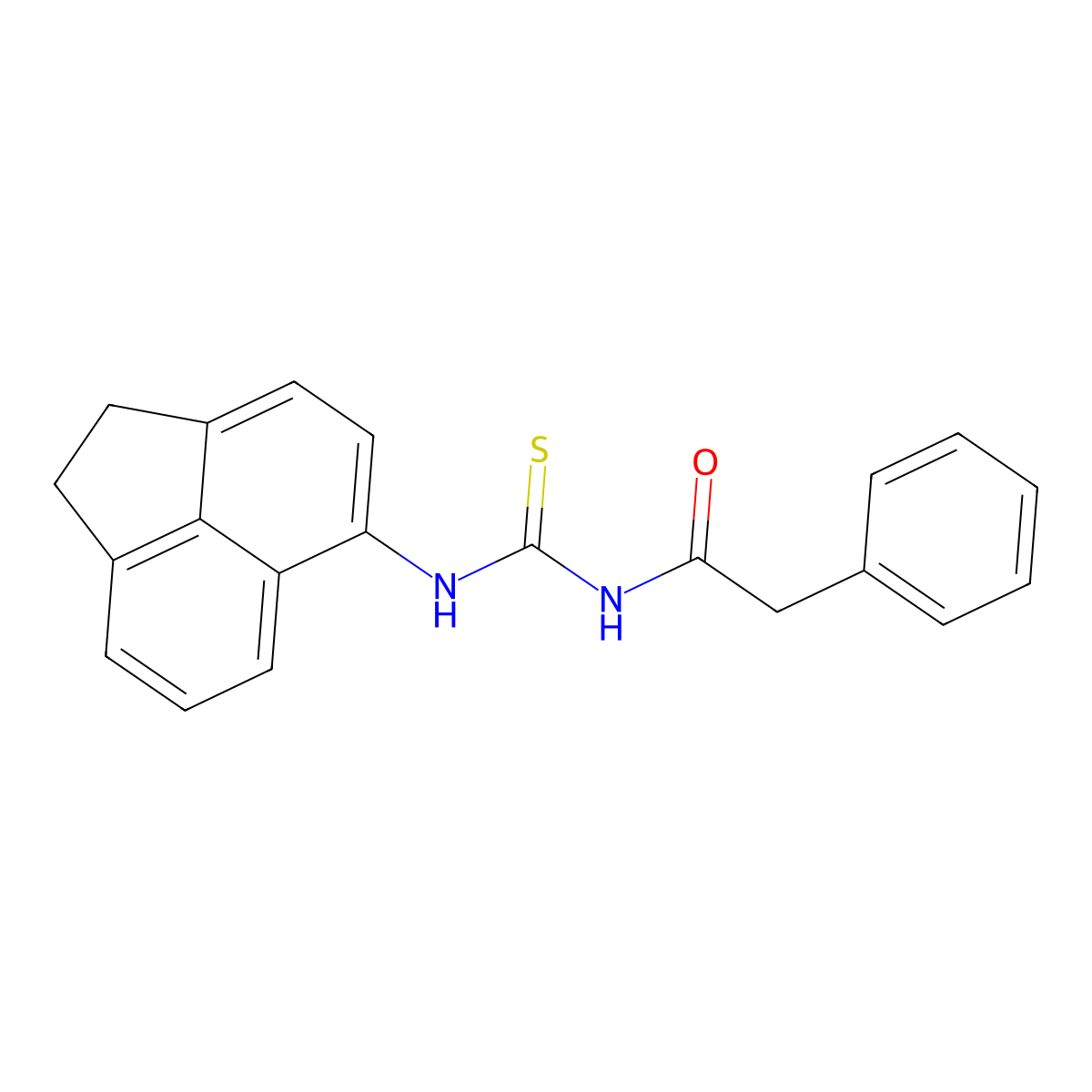 N-(1,2-dihydroacenaphthylen-5-ylcarbamothioyl)-2-phenylacetamide molecular structure, CAS 429654-69-3