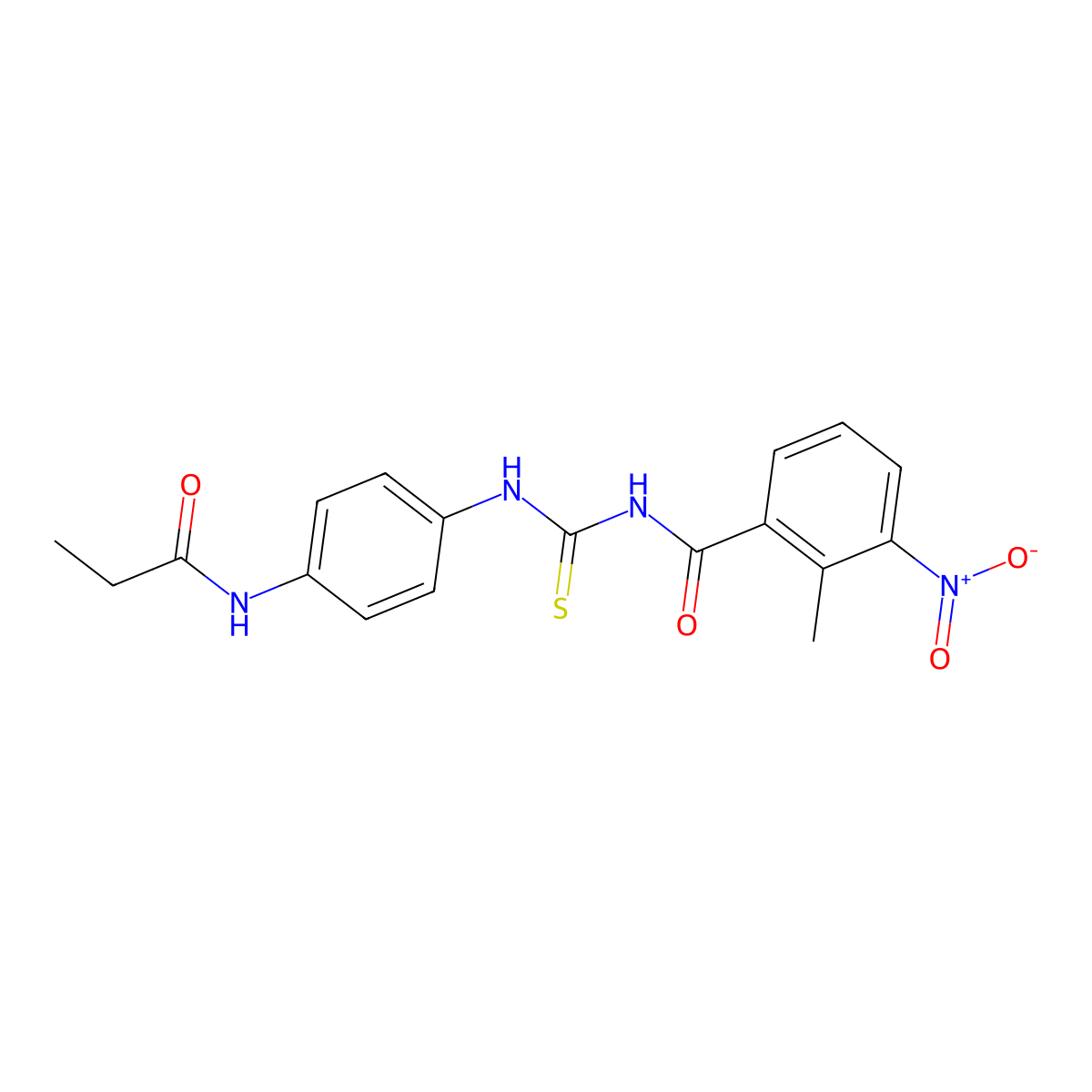 2-methyl-3-nitro-N-[[4-(propanoylamino)phenyl]carbamothioyl]benzamide molecular structure, CAS 429654-72-8