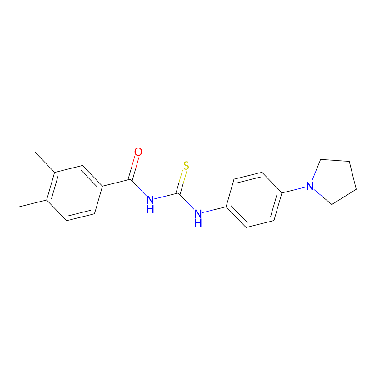 3,4-dimethyl-N-[(4-pyrrolidin-1-ylphenyl)carbamothioyl]benzamide molecular structure, CAS 429654-78-4