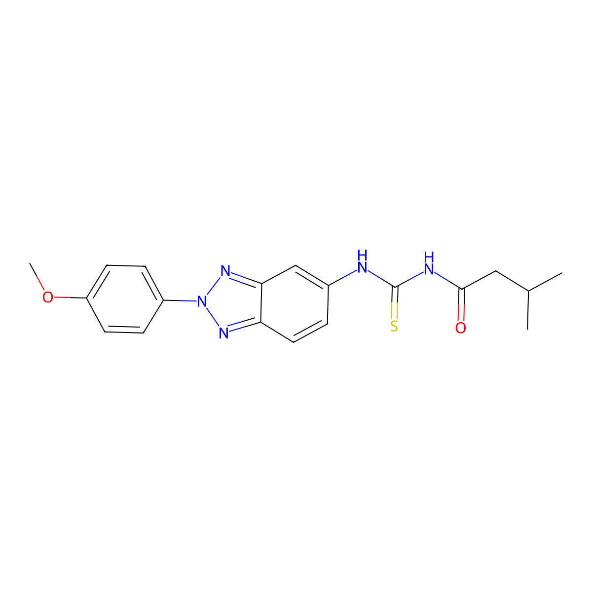N-[[2-(4-methoxyphenyl)benzotriazol-5-yl]carbamothioyl]-3-methylbutanamide molecular structure, CAS 429654-92-2