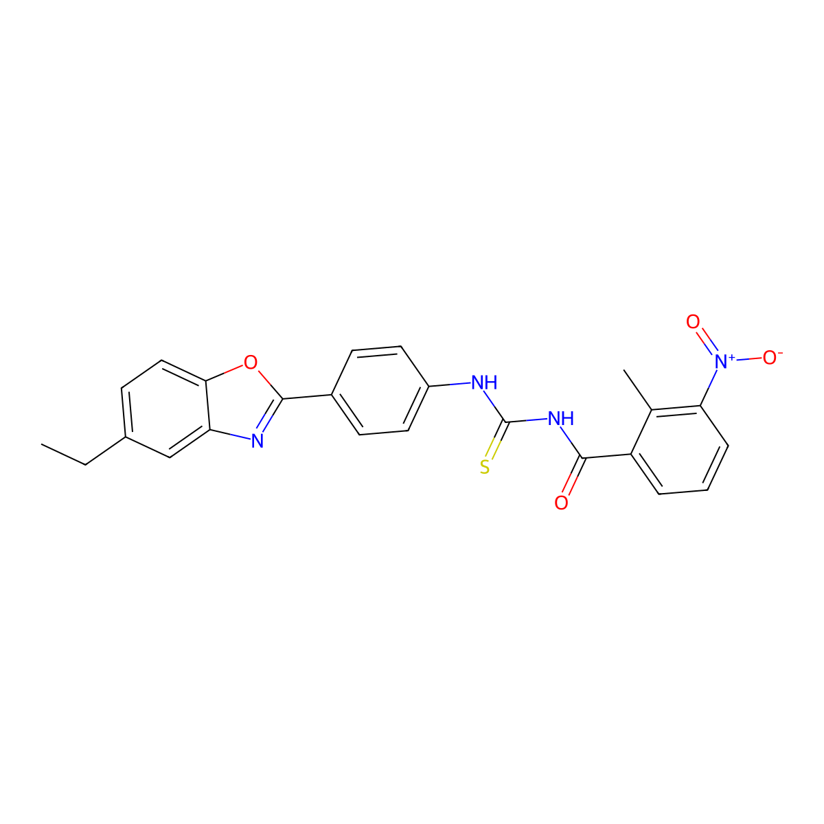 N-[[4-(5-ethyl-1,3-benzoxazol-2-yl)phenyl]carbamothioyl]-2-methyl-3-nitrobenzamide molecular structure, CAS 429654-99-9