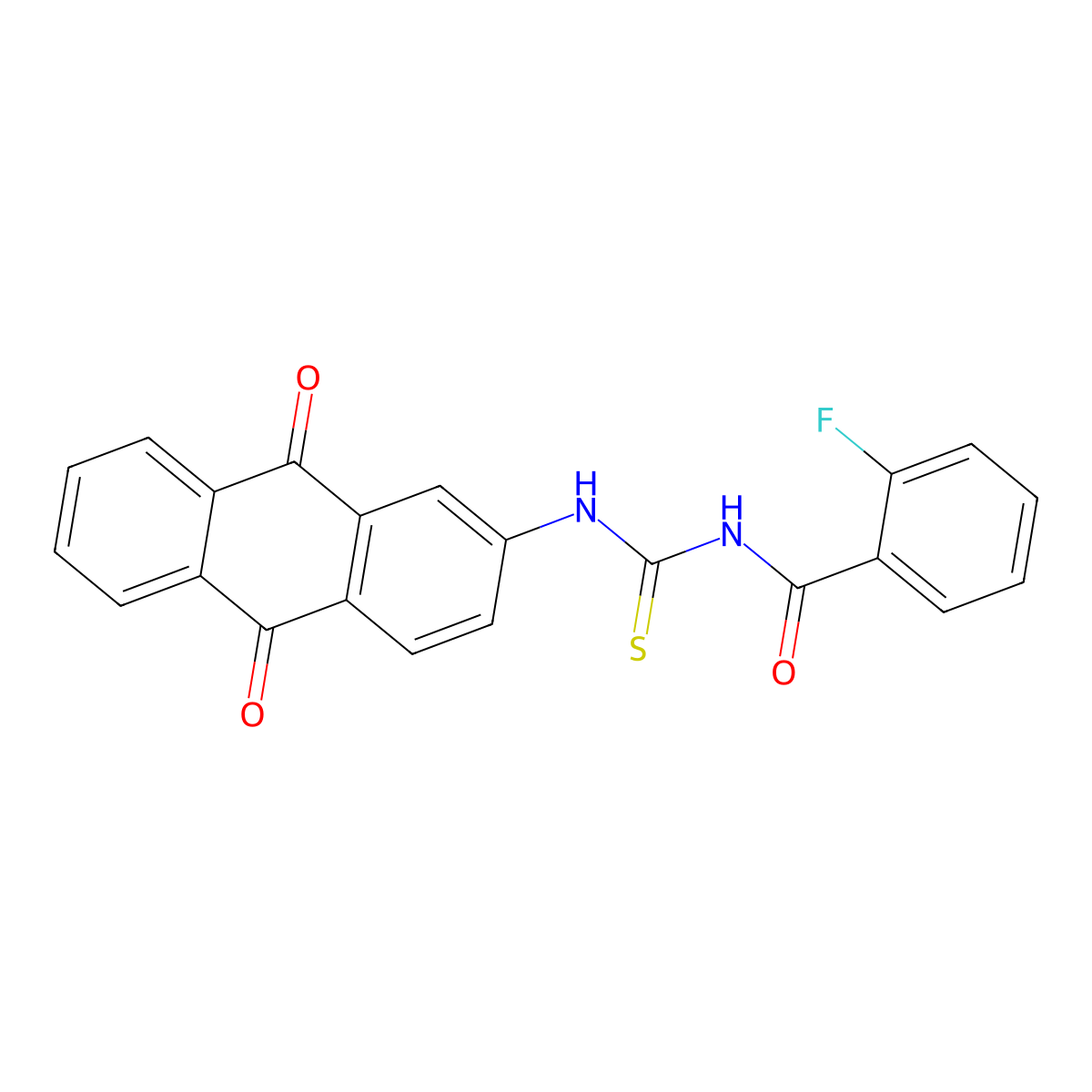 N-[(9,10-dioxoanthracen-2-yl)carbamothioyl]-2-fluorobenzamide molecular structure, CAS 429655-10-7