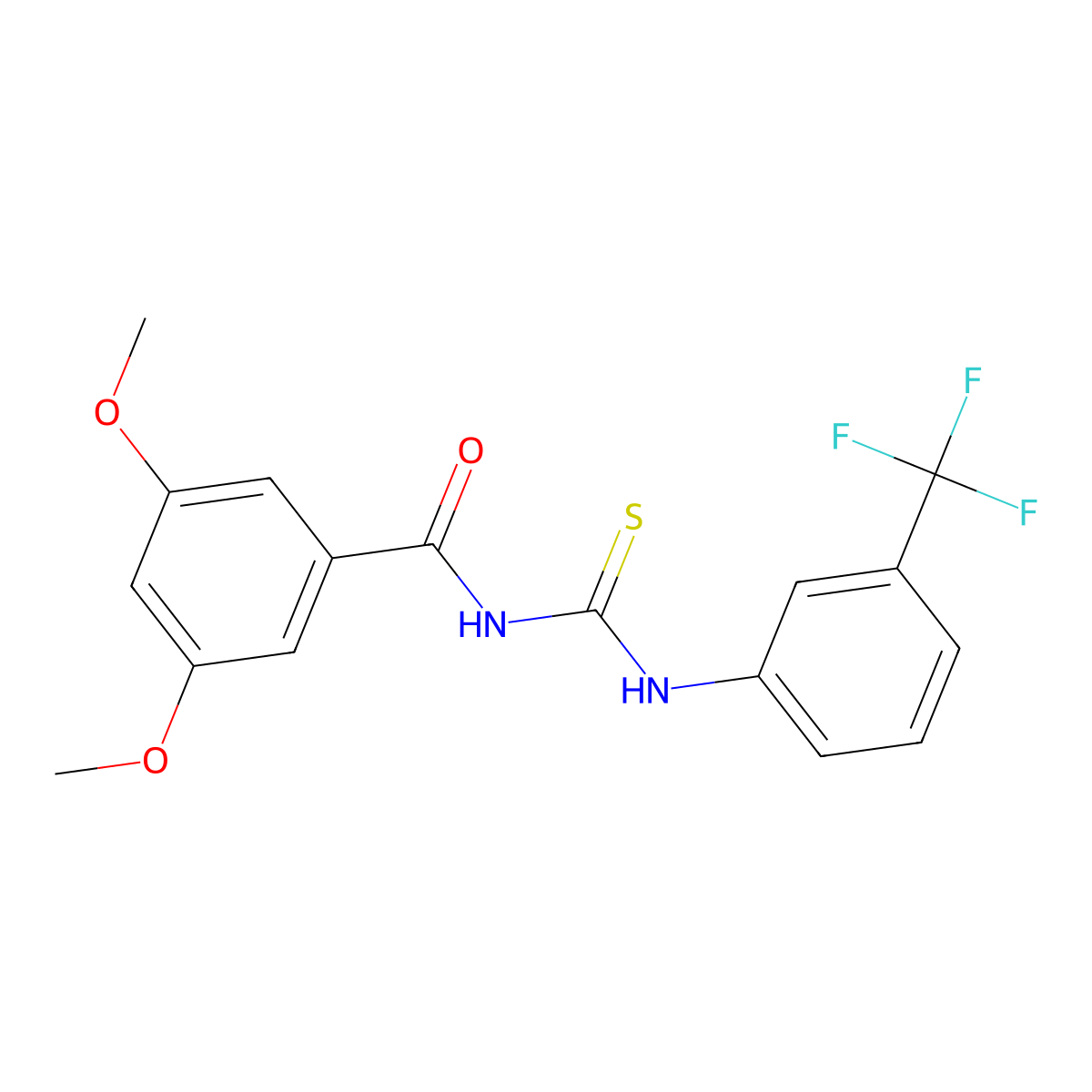3,5-dimethoxy-N-[[3-(trifluoromethyl)phenyl]carbamothioyl]benzamide molecular structure, CAS 429655-11-8
