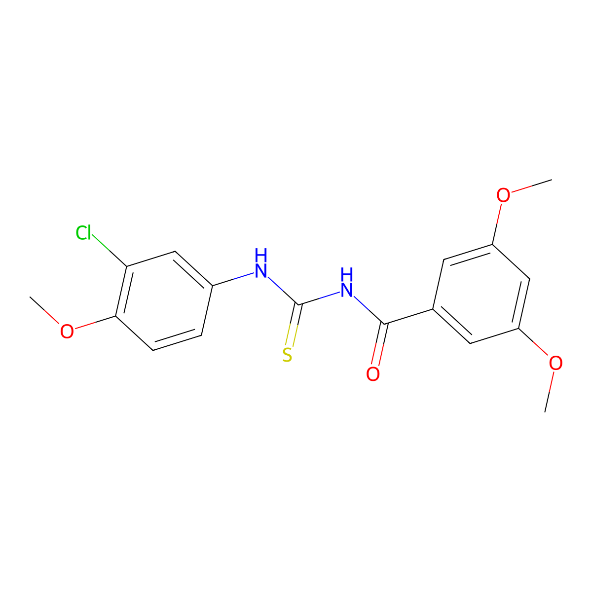 N-[(3-chloro-4-methoxyphenyl)carbamothioyl]-3,5-dimethoxybenzamide molecular structure, CAS 429655-21-0