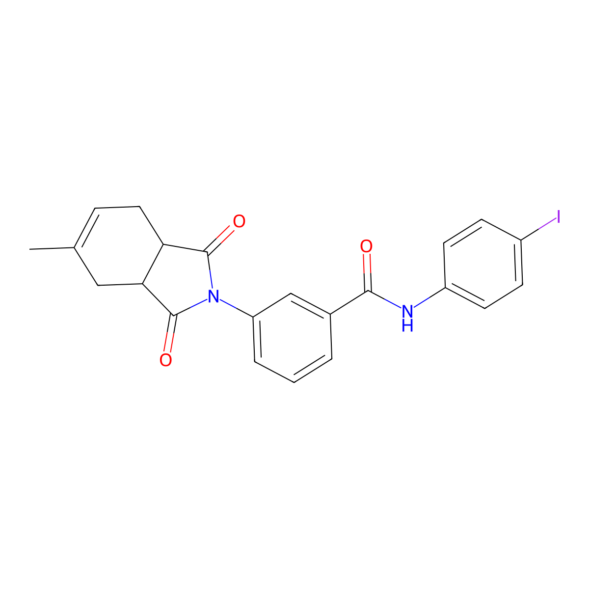 N-(4-iodophenyl)-3-(5-methyl-1,3-dioxo-1,3,3a,4,7,7a-hexahydro-2H-isoindol-2-yl)benzamide molecular structure, CAS 429655-38-9