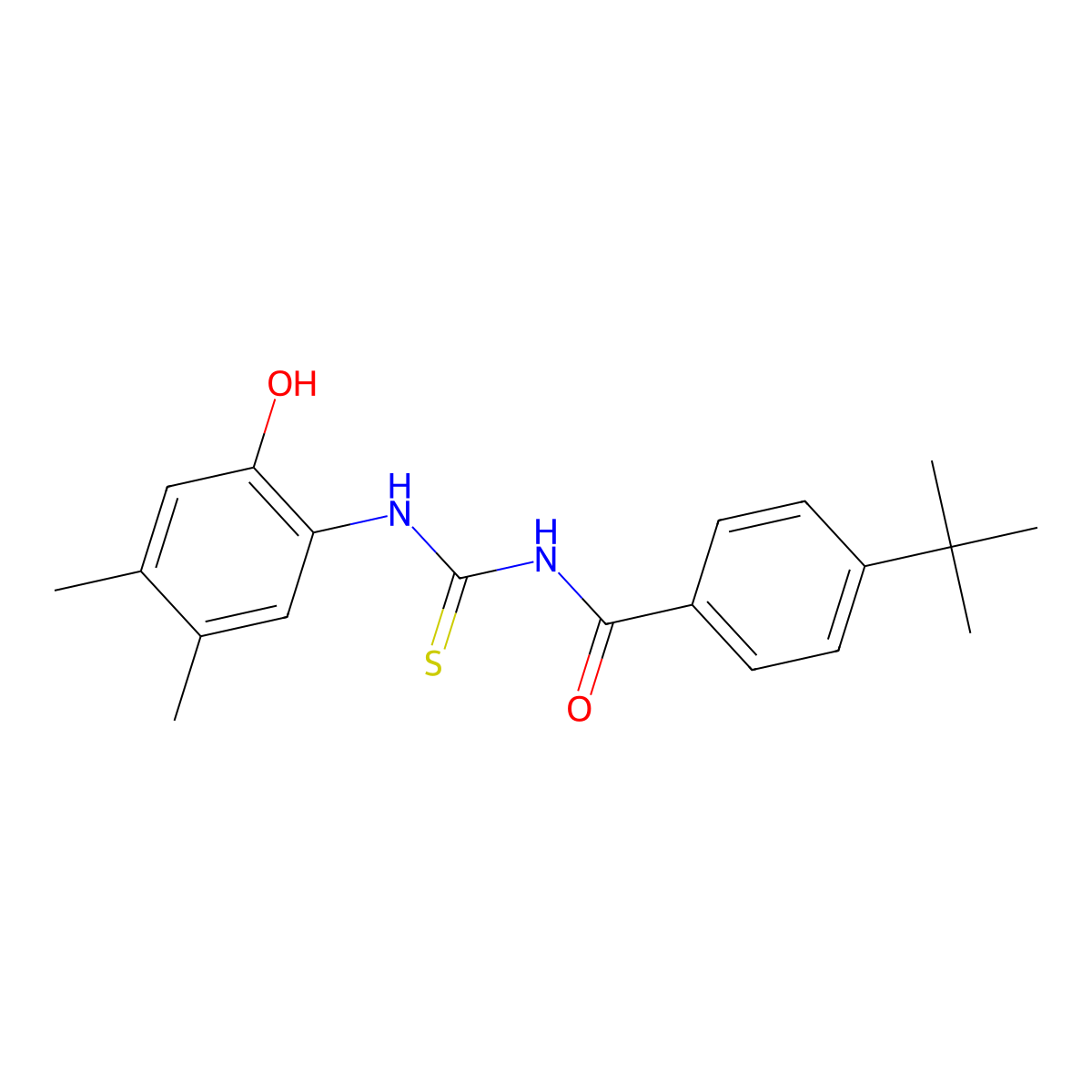 4-tert-butyl-N-[(2-hydroxy-4,5-dimethylphenyl)carbamothioyl]benzamide molecular structure, CAS 429655-46-9