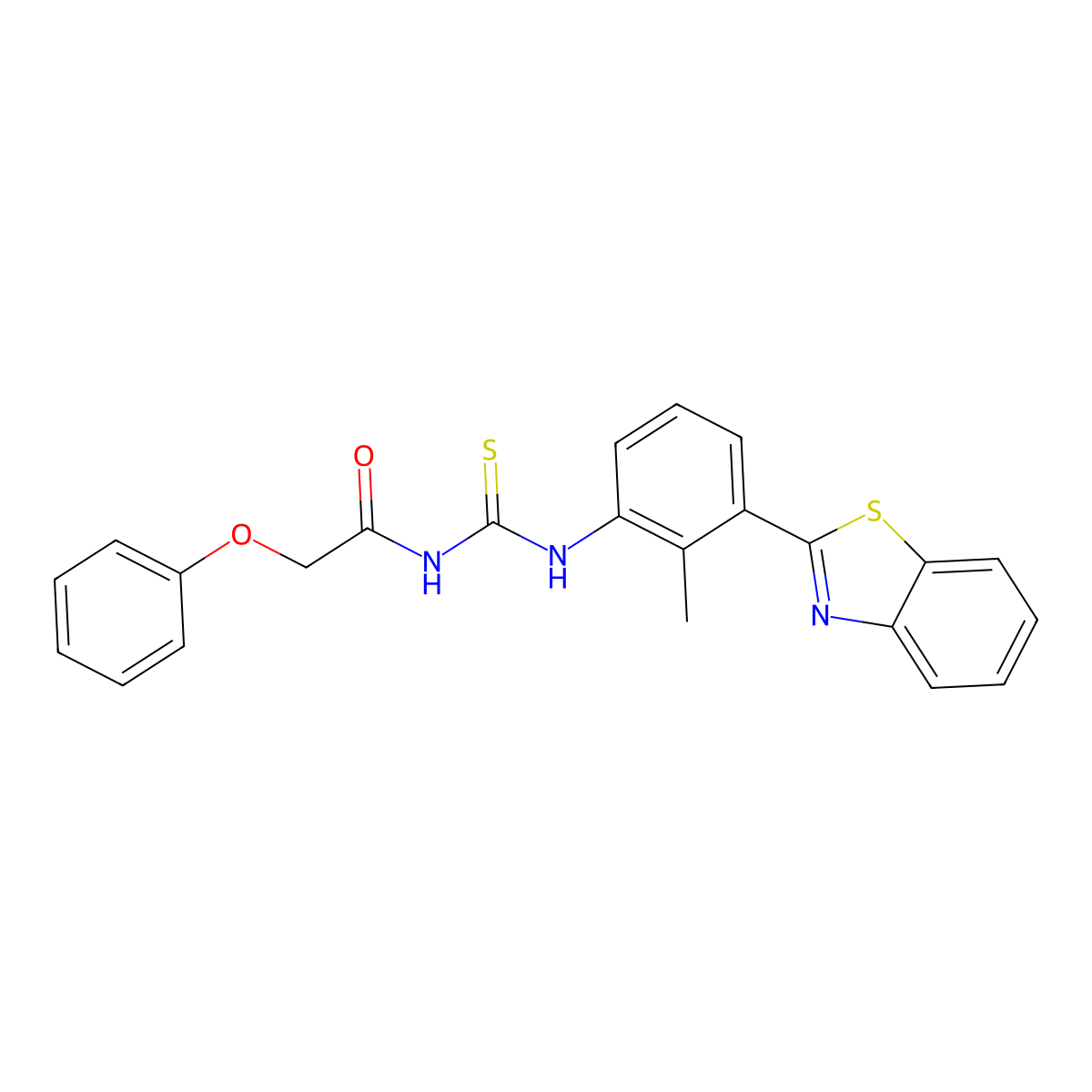 N-[[3-(1,3-benzothiazol-2-yl)-2-methylphenyl]carbamothioyl]-2-phenoxyacetamide molecular structure, CAS 429655-56-1
