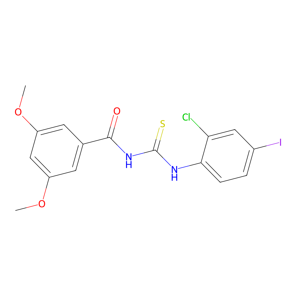 N-[(2-chloro-4-iodophenyl)carbamothioyl]-3,5-dimethoxybenzamide molecular structure, CAS 429655-70-9
