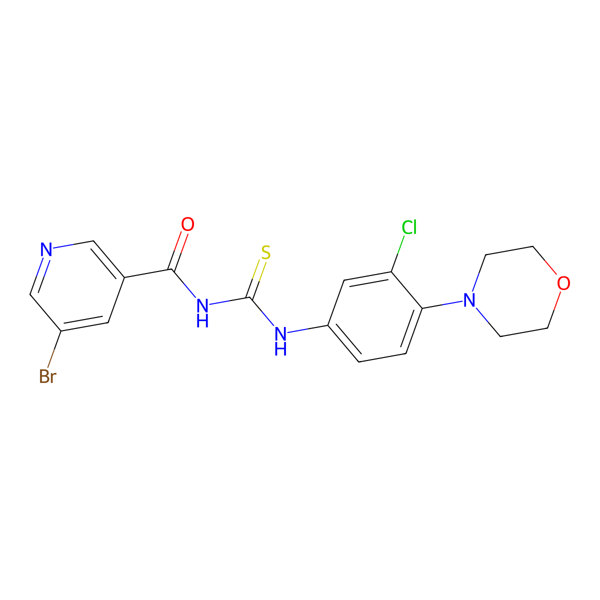 5-bromo-N-[(3-chloro-4-morpholin-4-ylphenyl)carbamothioyl]pyridine-3-carboxamide molecular structure, CAS 429655-74-3