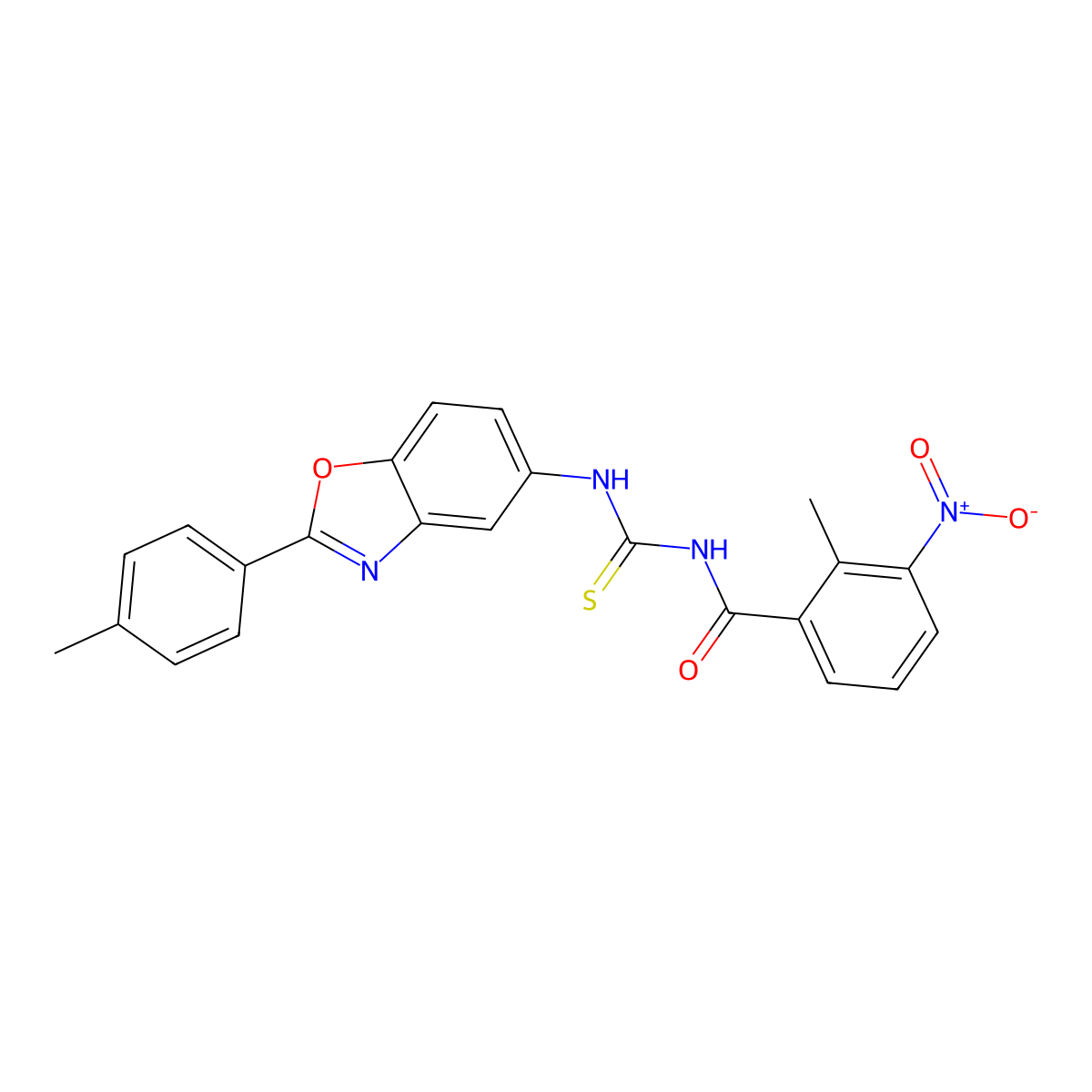 2-methyl-N-[[2-(4-methylphenyl)-1,3-benzoxazol-5-yl]carbamothioyl]-3-nitrobenzamide molecular structure, CAS 429655-79-8