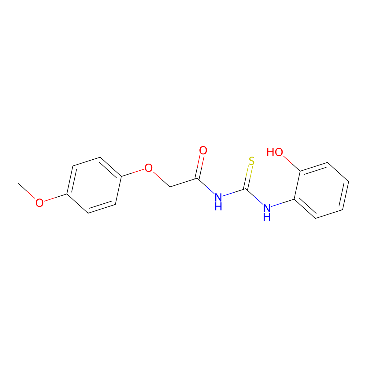 N-[(2-hydroxyphenyl)carbamothioyl]-2-(4-methoxyphenoxy)acetamide molecular structure, CAS 429655-83-4