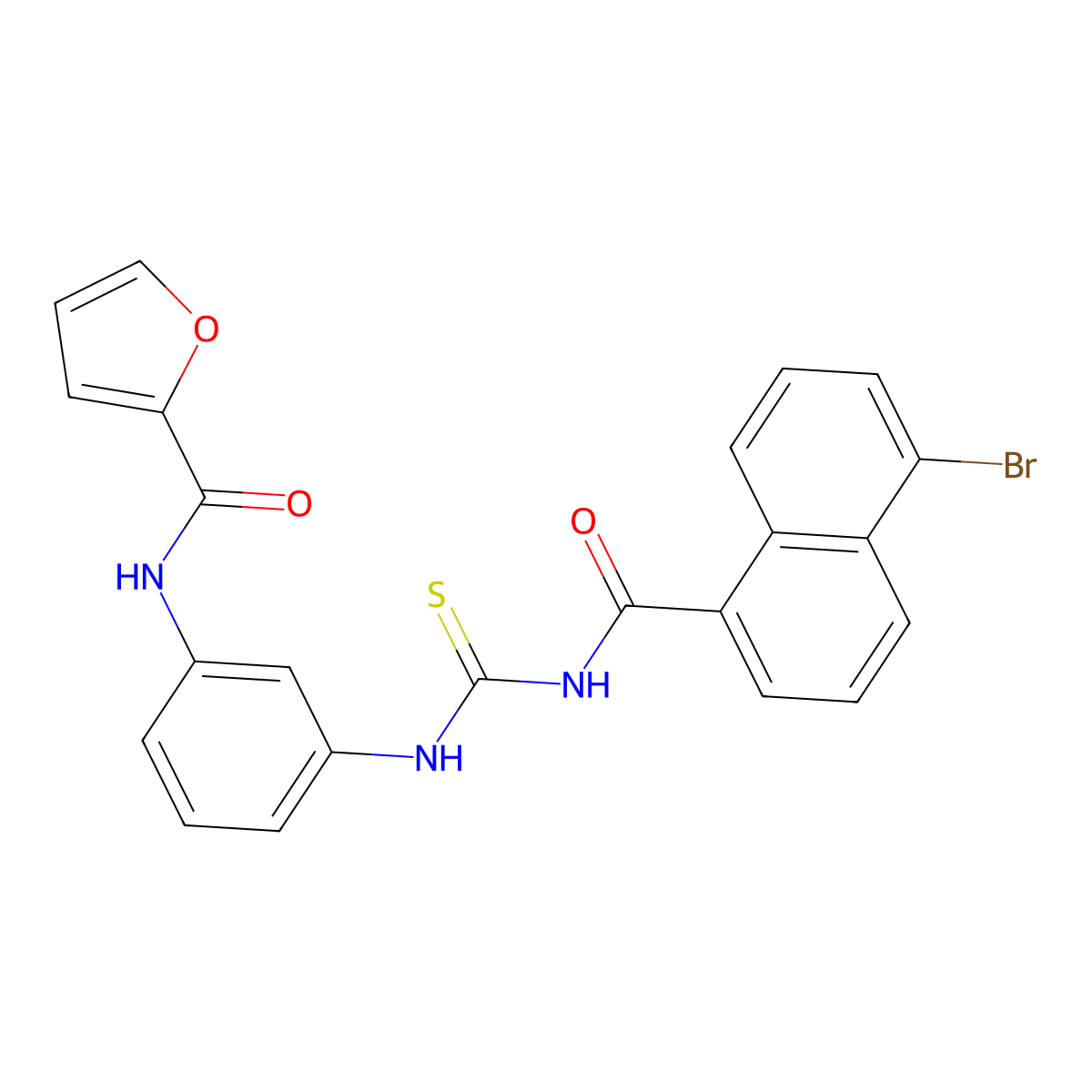 N-[3-[(5-bromonaphthalene-1-carbonyl)carbamothioylamino]phenyl]furan-2-carboxamide molecular structure, CAS 429655-88-9