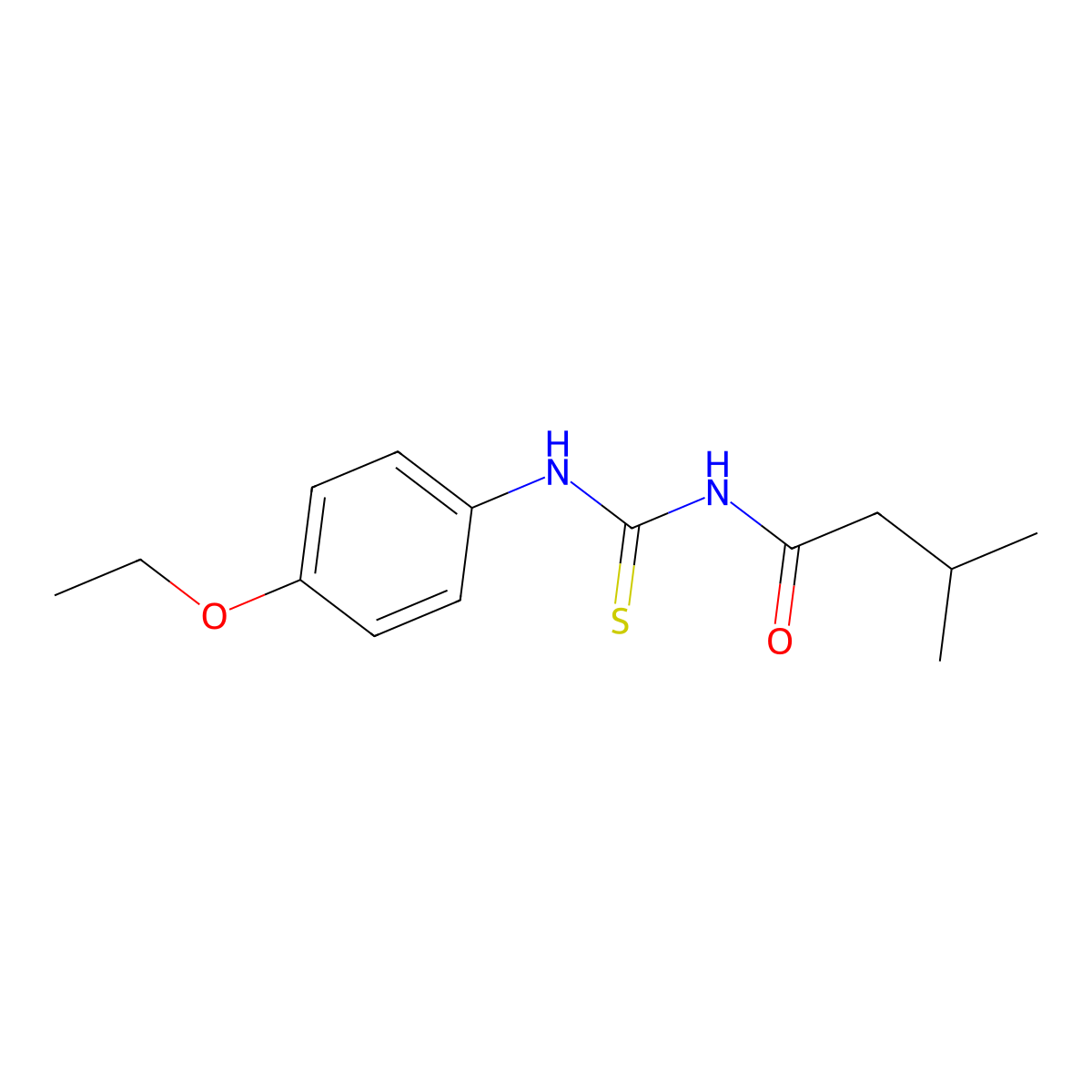 N-[(4-ethoxyphenyl)carbamothioyl]-3-methylbutanamide molecular structure, CAS 429655-91-4