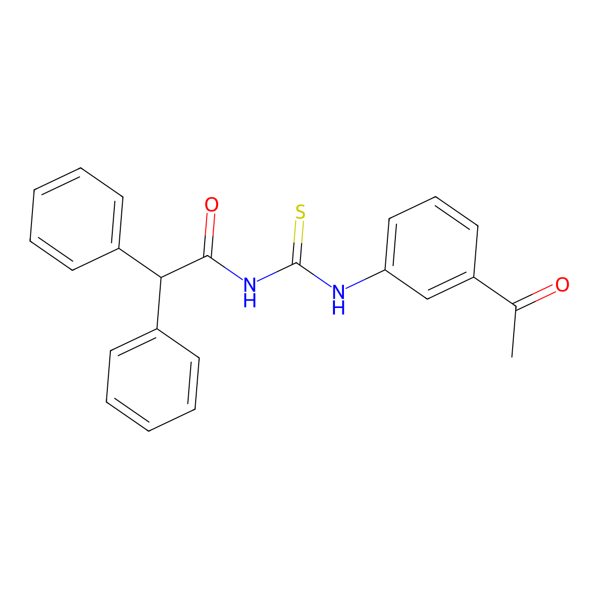 N-[(3-acetylphenyl)carbamothioyl]-2,2-diphenylacetamide molecular structure, CAS 429656-13-3