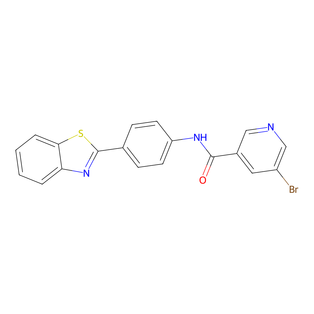 N-[4-(1,3-benzothiazol-2-yl)phenyl]-5-bromopyridine-3-carboxamide molecular structure, CAS 429656-18-8