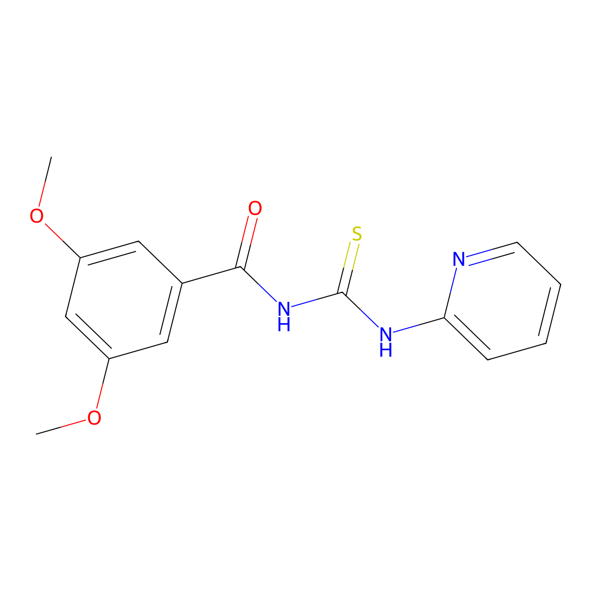 3,5-dimethoxy-N-(pyridin-2-ylcarbamothioyl)benzamide molecular structure, CAS 429656-23-5