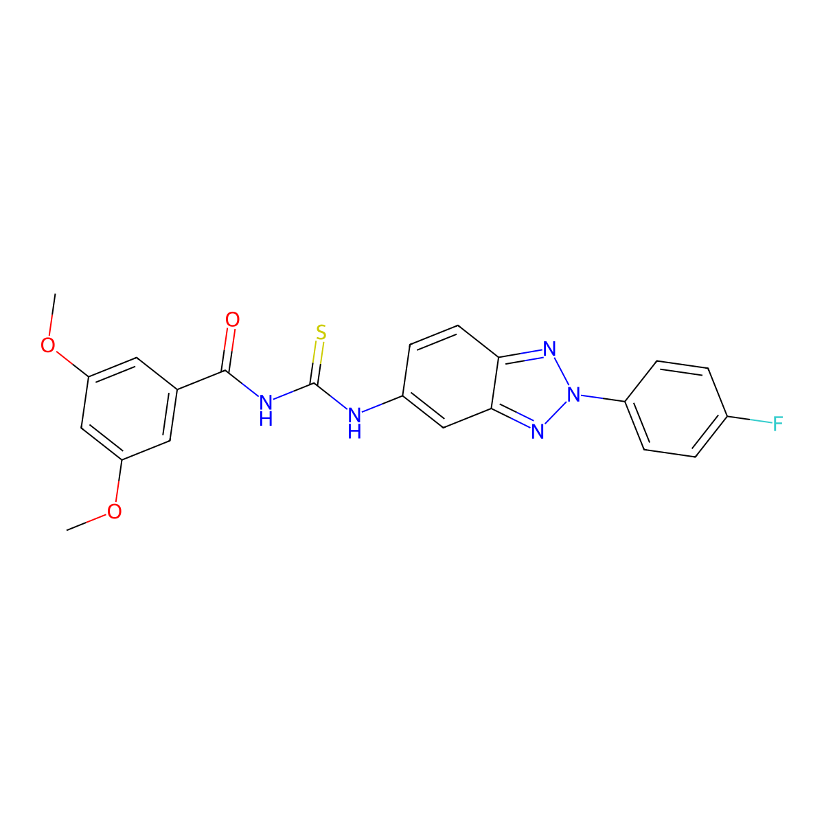 N-[[2-(4-fluorophenyl)benzotriazol-5-yl]carbamothioyl]-3,5-dimethoxybenzamide molecular structure, CAS 429656-29-1