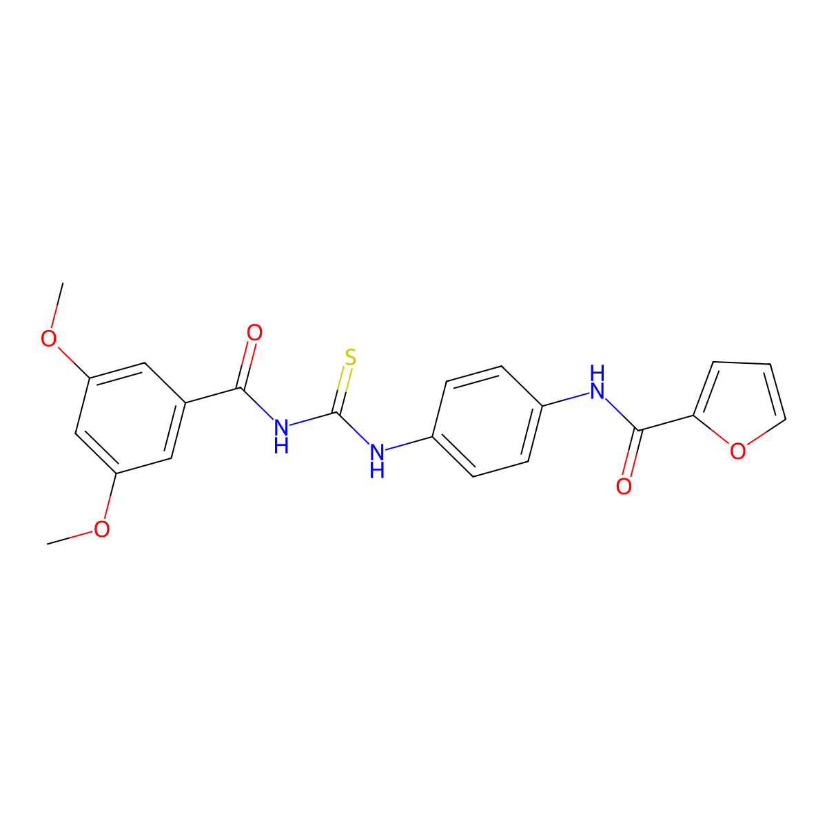 N-[4-[(3,5-dimethoxybenzoyl)carbamothioylamino]phenyl]furan-2-carboxamide molecular structure, CAS 429656-32-6