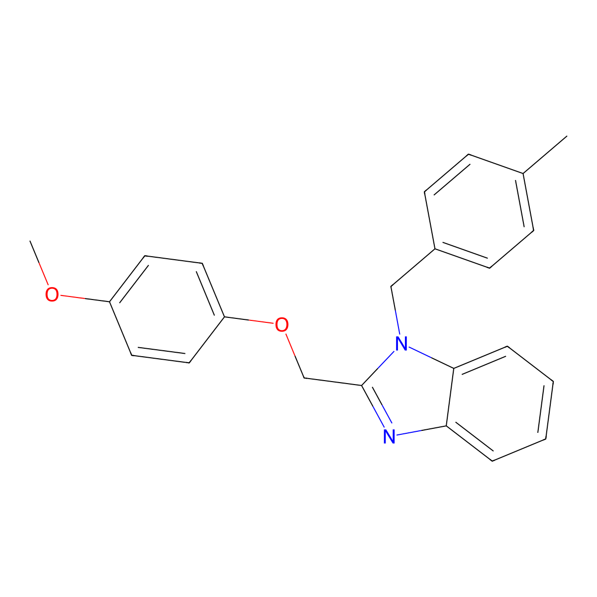 2-[(4-Methoxyphenoxy)methyl]-1-[(4-methylphenyl)methyl]benzimidazole molecular structure, CAS 429656-35-9