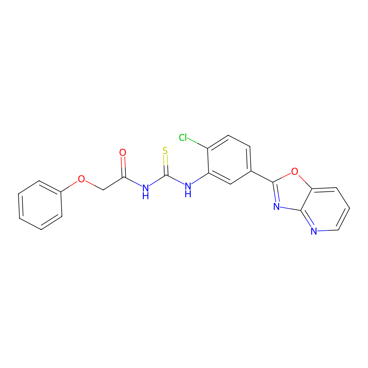 N-(2-chloro-5-[1,3]oxazolo[4,5-b]pyridin-2-ylphenyl)-N'-(phenoxyacetyl)thiourea molecular structure, CAS 429656-42-8