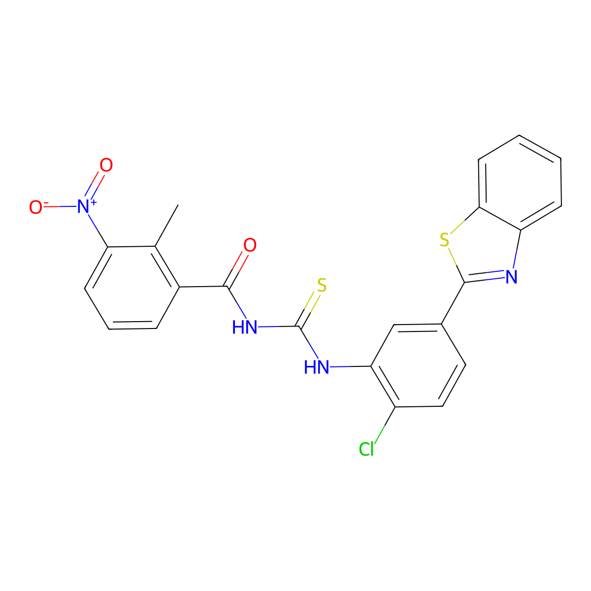 N-[[5-(1,3-benzothiazol-2-yl)-2-chlorophenyl]carbamothioyl]-2-methyl-3-nitrobenzamide molecular structure, CAS 429656-54-2