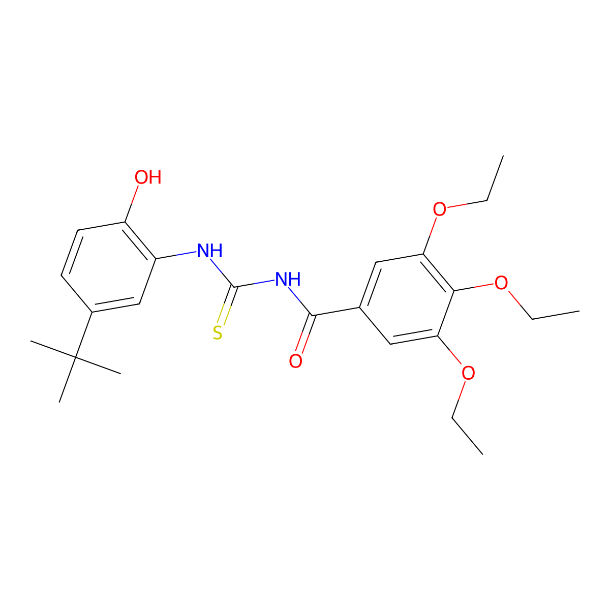 N-[(5-tert-butyl-2-hydroxyphenyl)carbamothioyl]-3,4,5-triethoxybenzamide molecular structure, CAS 429656-60-0
