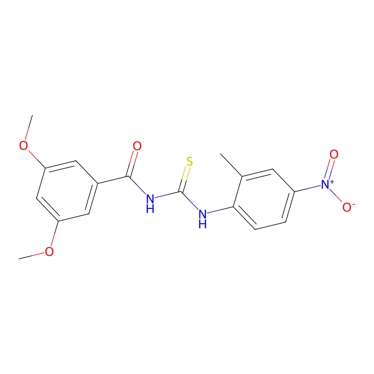3,5-dimethoxy-N-[(2-methyl-4-nitrophenyl)carbamothioyl]benzamide molecular structure, CAS 429656-69-9