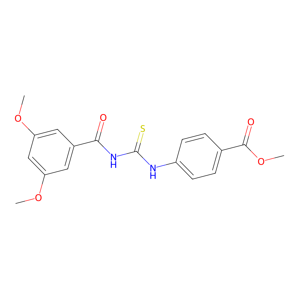 Methyl 4-({[(3,5-dimethoxyphenyl)carbonyl]carbamothioyl}amino)benzoate molecular structure, CAS 429656-71-3