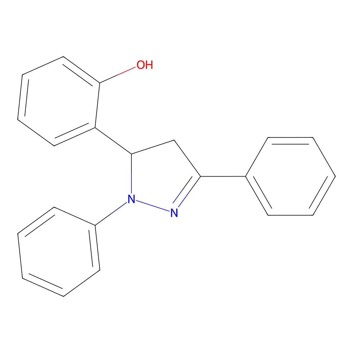 2-(1,3-Diphenyl-2-pyrazolin-5-yl)phenol molecular structure, CAS 42966-99-4