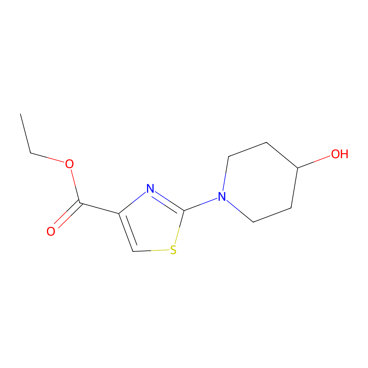 Ethyl 2-(4-hydroxypiperidin-1-yl)thiazole-4-carboxylate molecular structure, CAS 429667-45-8