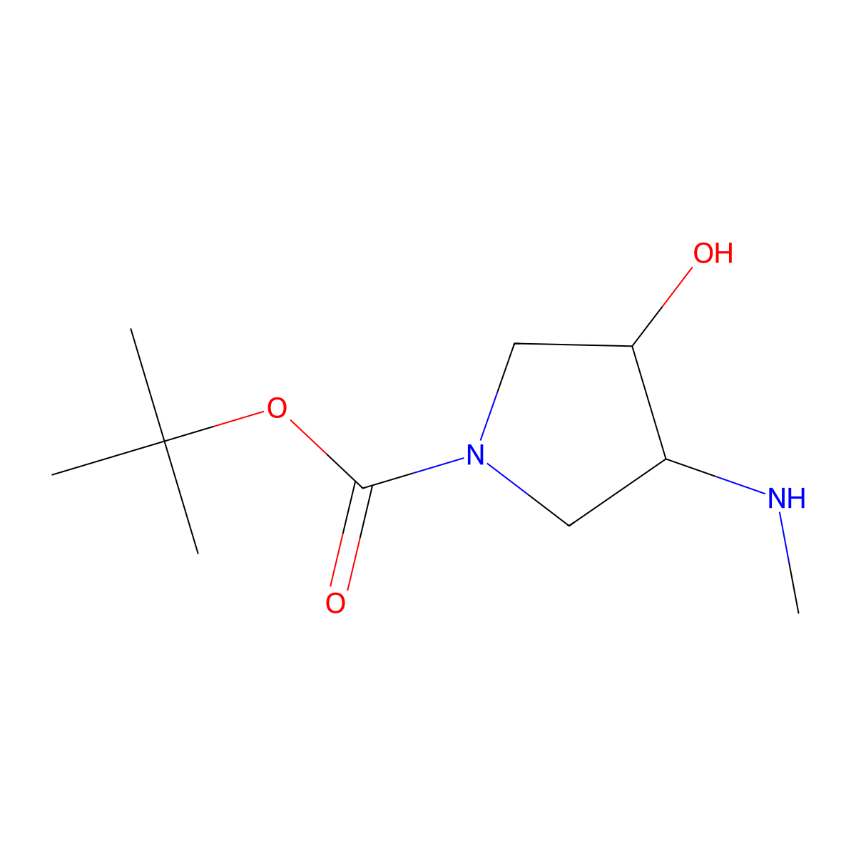 (3S,4S)-tert-Butyl 3-hydroxy-4-(methylamino)pyrrolidine-1-carboxylate molecular structure, CAS 429673-81-4