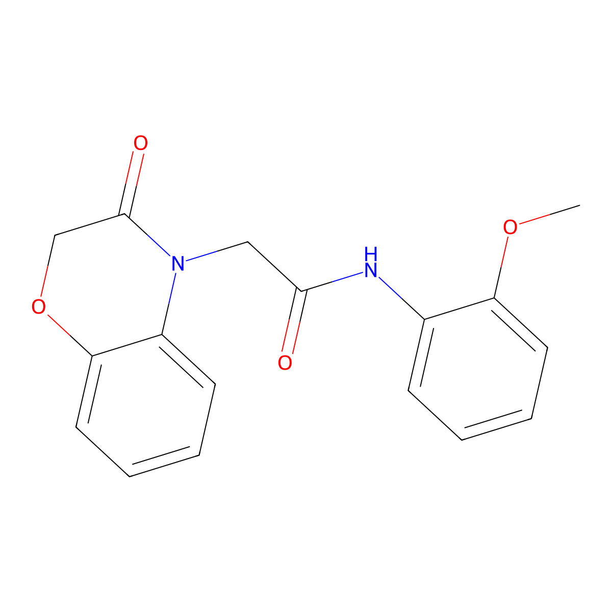 2,3-Dihydro-N-(2-methoxyphenyl)-3-oxo-4H-1,4-benzoxazine-4-acetamide molecular structure, CAS 42968-22-9