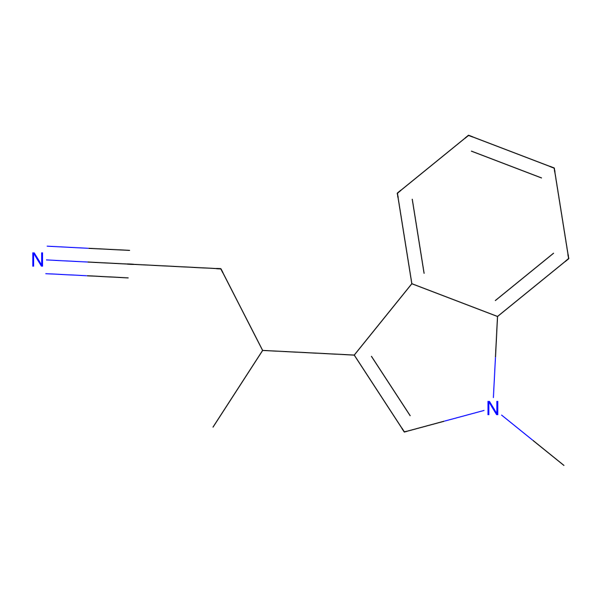 (3R)-(+)-3-(1-Methyl-1H-indol-3-yl)butanenitrile molecular structure, CAS 429689-23-6