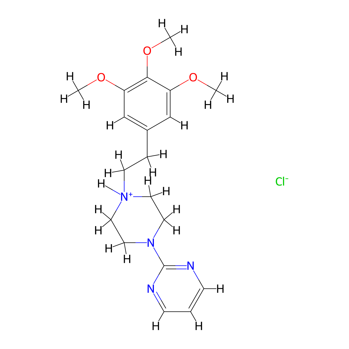 1-(2-Pyrimidinyl)-4-(2-(3,4,5-trimethoxyphenyl)ethyl)piperazin-4-ium chloride molecular structure, CAS 429691-85-0