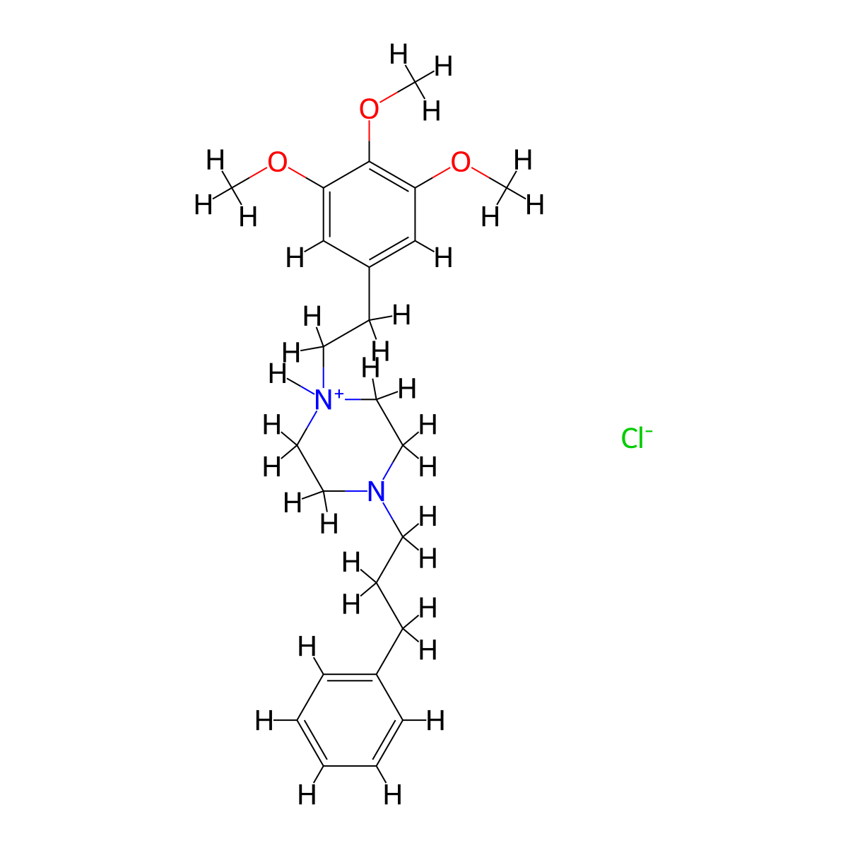1-(3-Phenylpropyl)-4-(2-(3,4,5-trimethoxyphenyl)ethyl)piperazin-4-ium chloride molecular structure, CAS 429691-86-1
