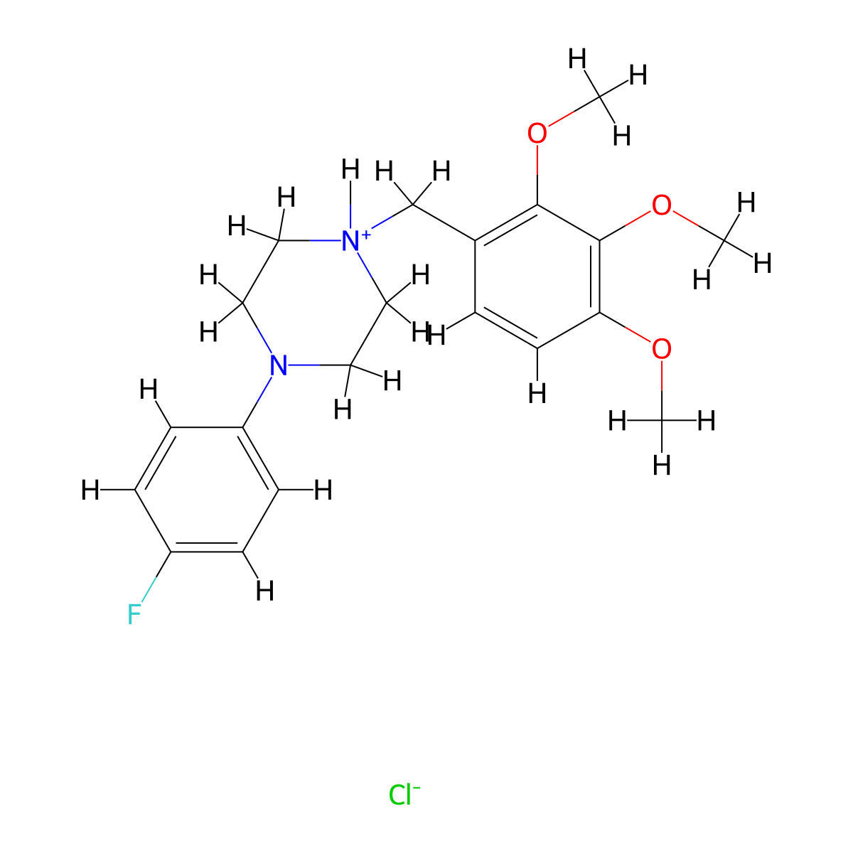 1-(4-Fluorophenyl)-4-(2,3,4-trimethoxybenzyl)piperazin-4-ium chloride molecular structure, CAS 429691-87-2