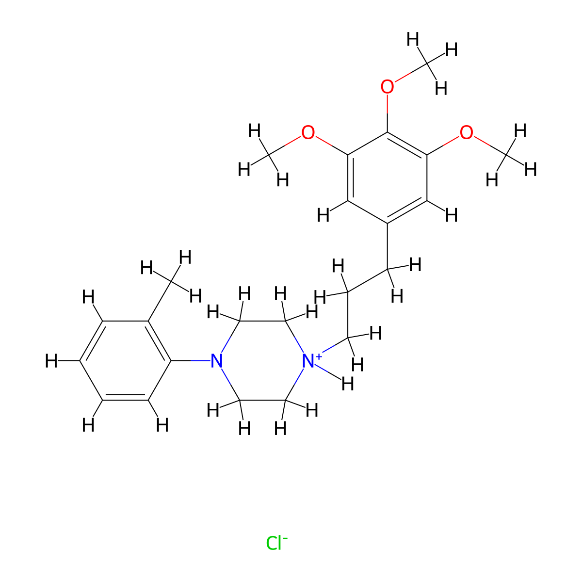 1-(2-Methylphenyl)-4-(3-(3,4,5-trimethoxyphenyl)propyl)piperazin-4-ium chloride molecular structure, CAS 429691-95-2
