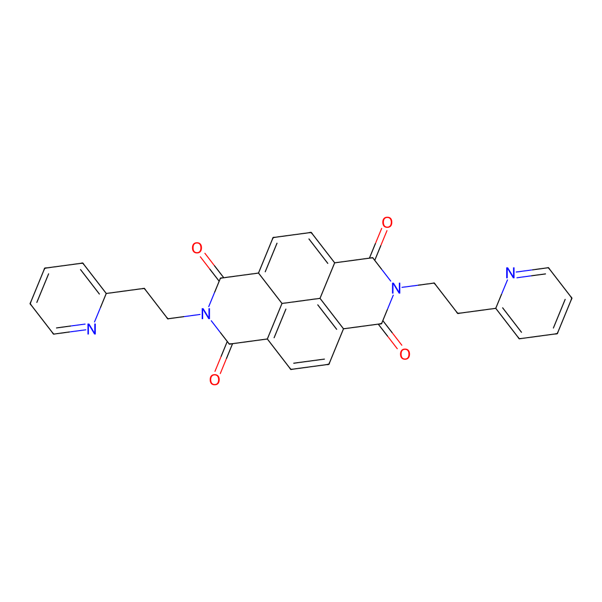6,13-Bis[2-(pyridin-2-yl)ethyl]-6,13-diazatetracyclo[6.6.2.0^{4,16}.0^{11,15}]hexadeca-1,3,8(16),9,11(15)-pentaene-5,7,12,14-tetrone molecular structure, CAS 429692-65-9
