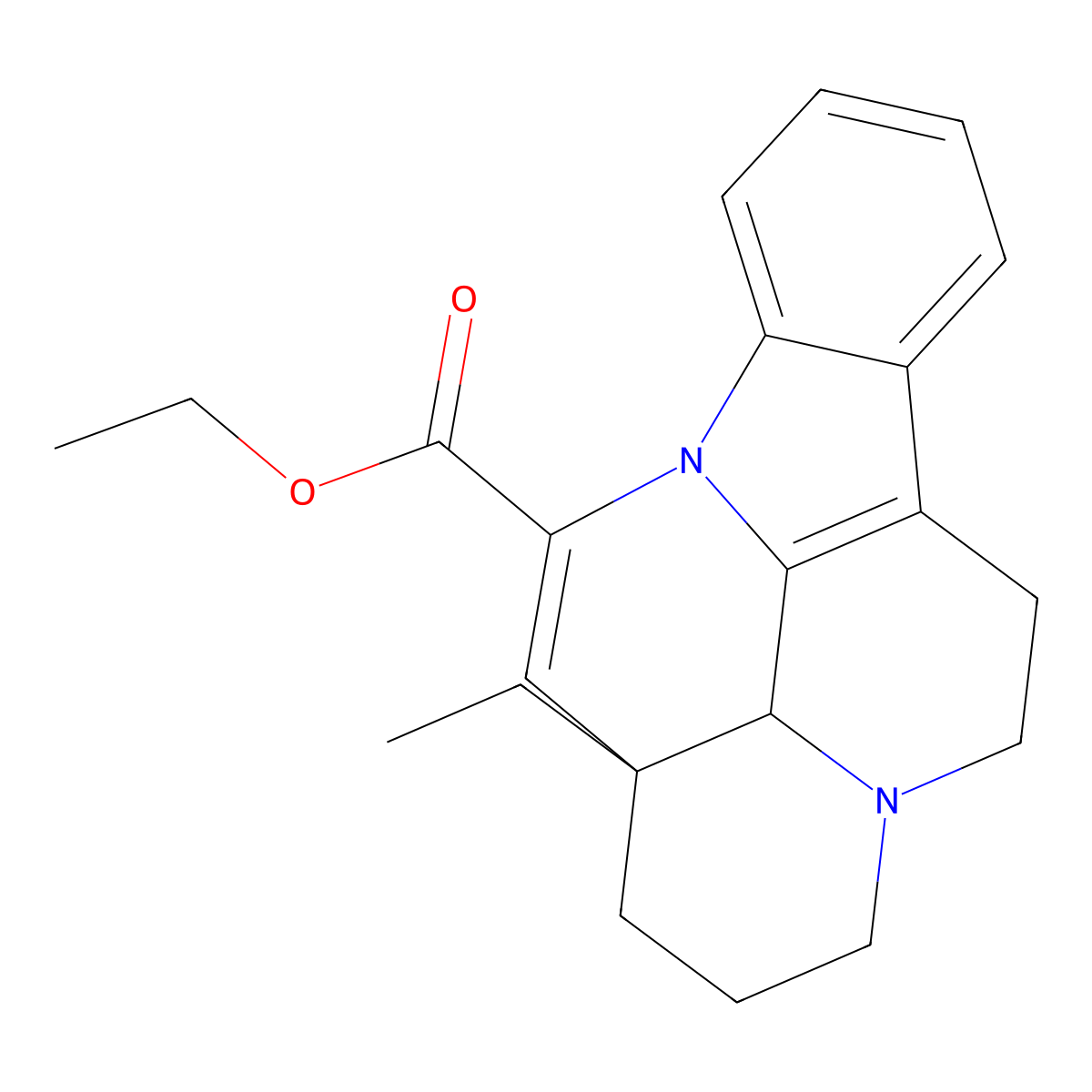 Ethyl apovincaminate molecular structure, CAS 42971-12-0