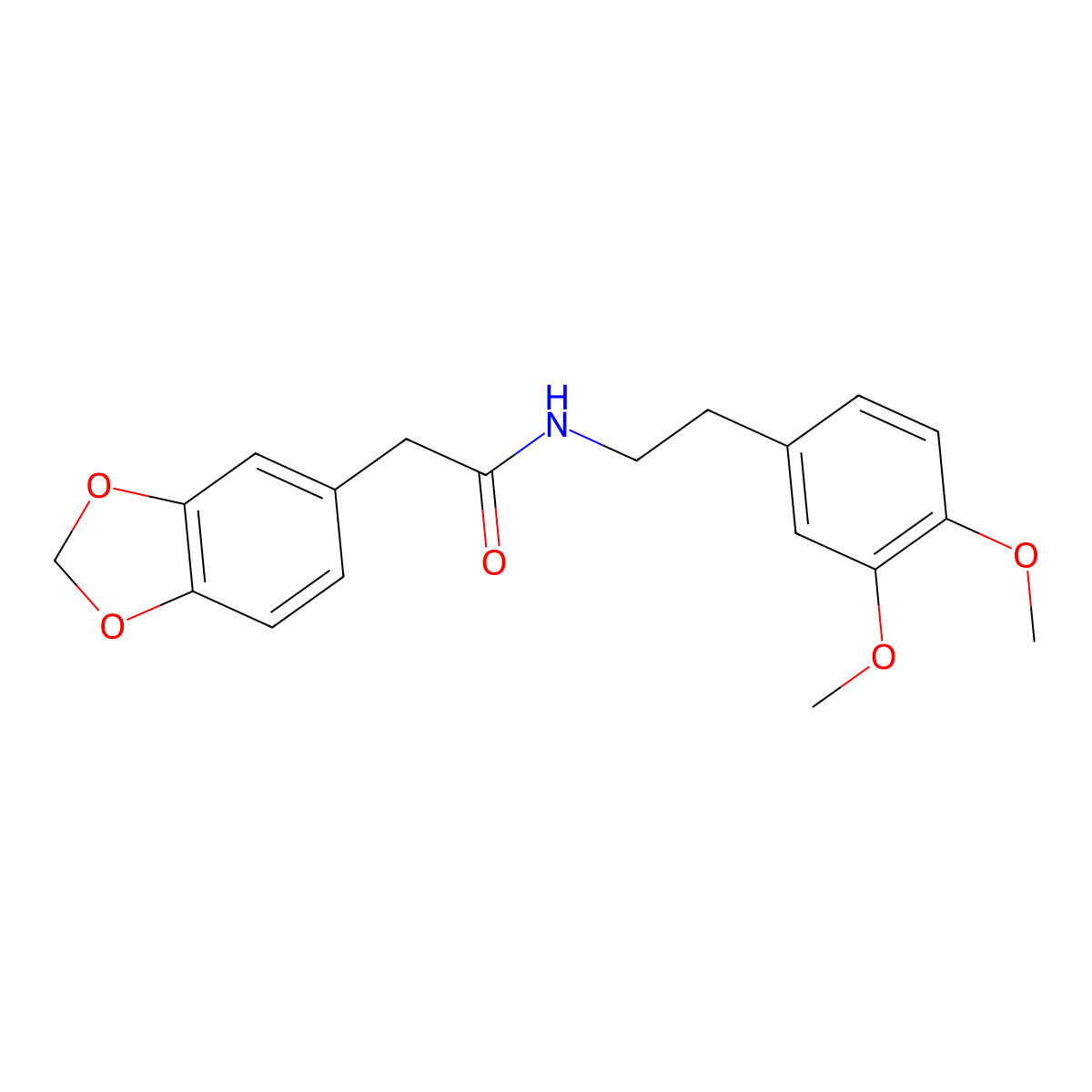 2-(1,3-benzodioxol-5-yl)-N-[2-(3,4-dimethoxyphenyl)ethyl]acetamide molecular structure, CAS 42971-27-7