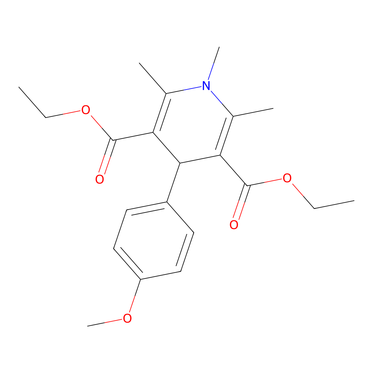3,5-Pyridinedicarboxylic acid, 1,4-dihydro-4-(4-methoxyphenyl)-1,2,6-trimethyl-, diethyl ester molecular structure, CAS 42972-34-9